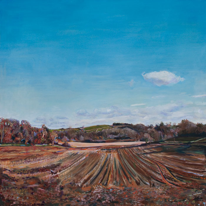 Oil Painting of a Harvested Field in Dartington by Noel Hefele
