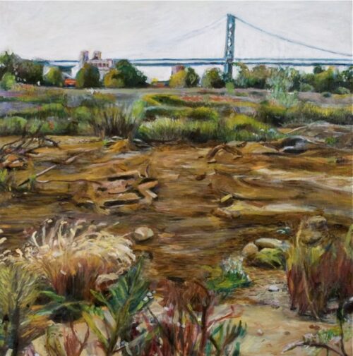 Painting by Noel Hefele of Sugarhouse Casino site in Fishtown Philadelphia