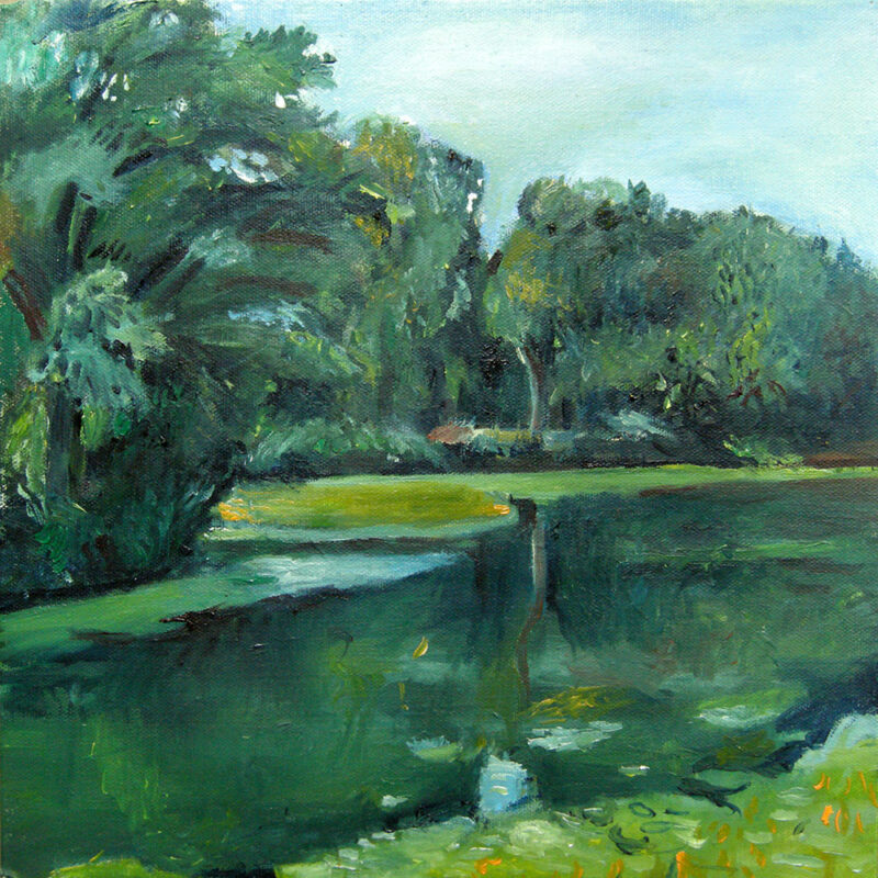Oil painting of Prospect Park Lake by Noel Hefele