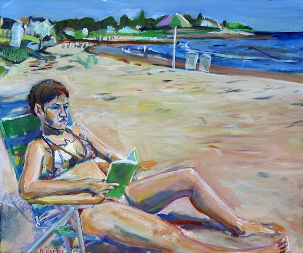Samantha at Rye Beach,New Hampshire. Oil Painting by Noel Hefele