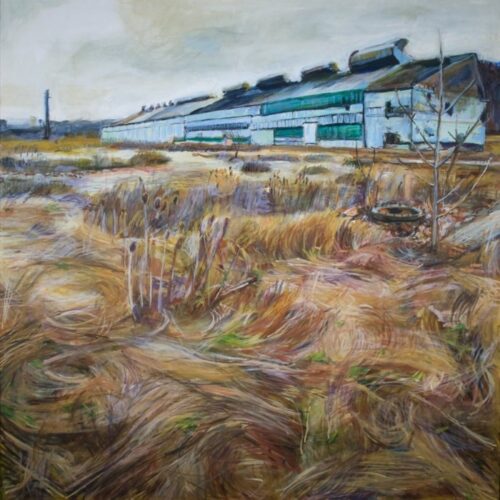 Oil painting of the LTV coke plant in Pittsburgh, by Noel Hefele