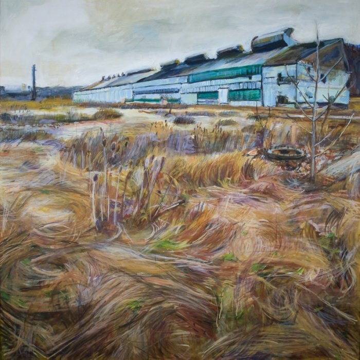 Oil painting of the LTV coke plant in Pittsburgh, by Noel Hefele