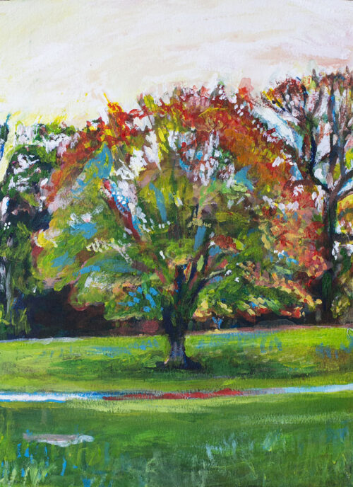 Red Tree Painting by Noel Hefele