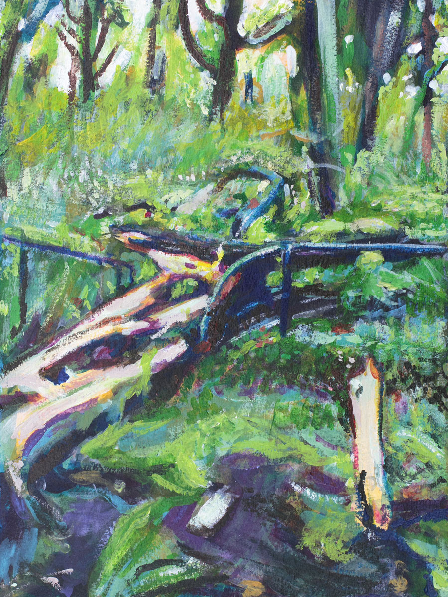 Acrylic Painting of fallen tree in Prospect Park, By Noel Hefele