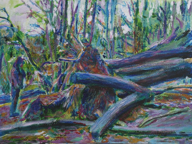 Prospect Park Fallen Tree painting by Noel Hefele