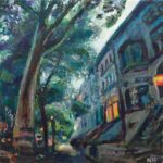 Oil painting of Midwood Street in Prospect Lefferts Gardens Brooklyn by Noel Hefele