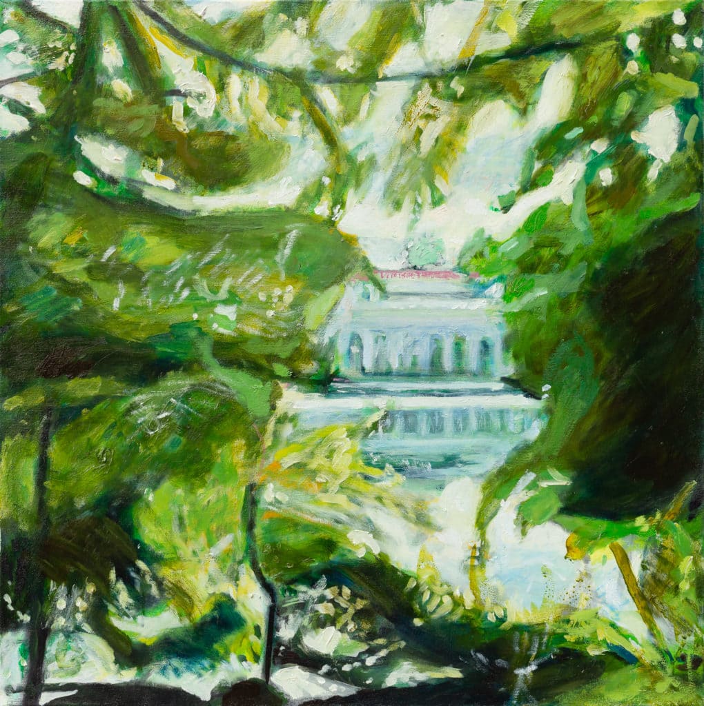 oil painting of the Prospect Park Boathouse in Brooklyn by Noel Hefele