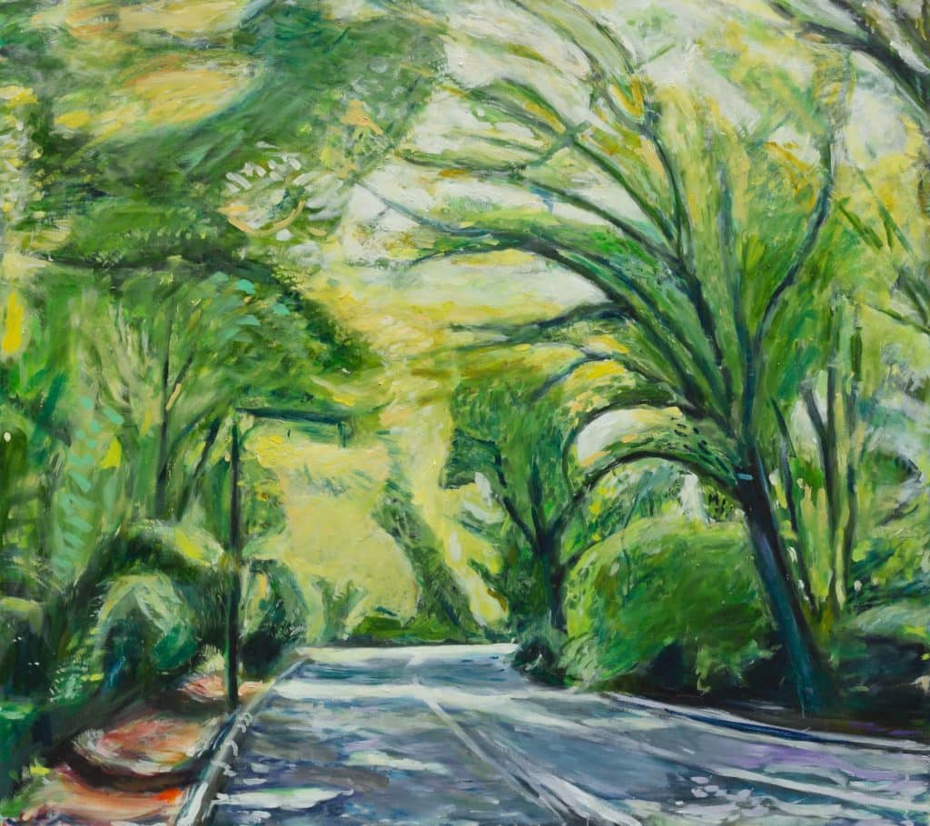 oil painting of the Prospect Park Running path in summer by Noel Hefele