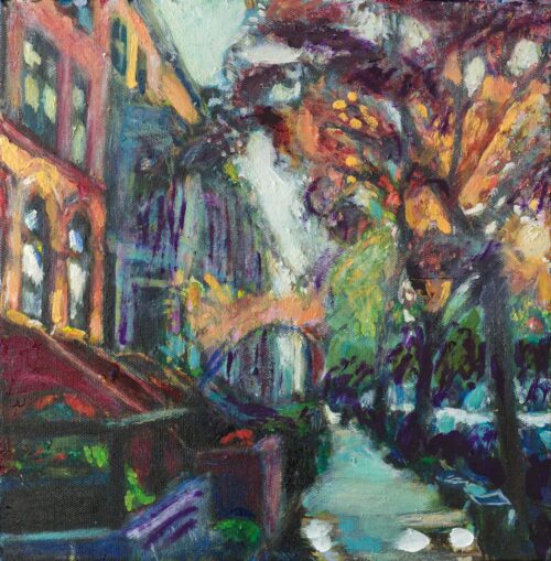 oil painting of midwood street in flatbush brooklyn by noel hefele
