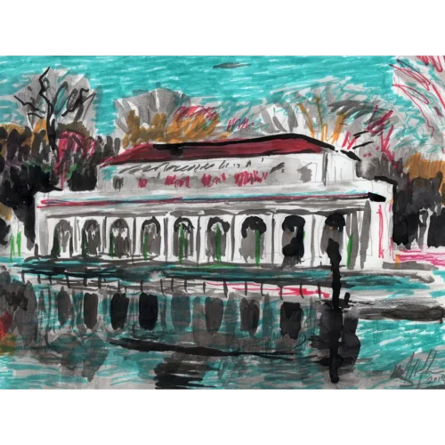 Prospect Park Boathouse Drawing - Image 1