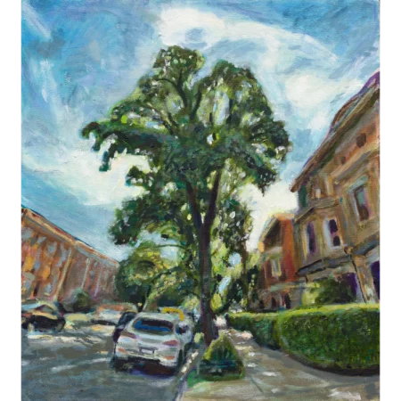 Oil painting of little leaf linden on Midwood one in Prospect Lefferts Gardens