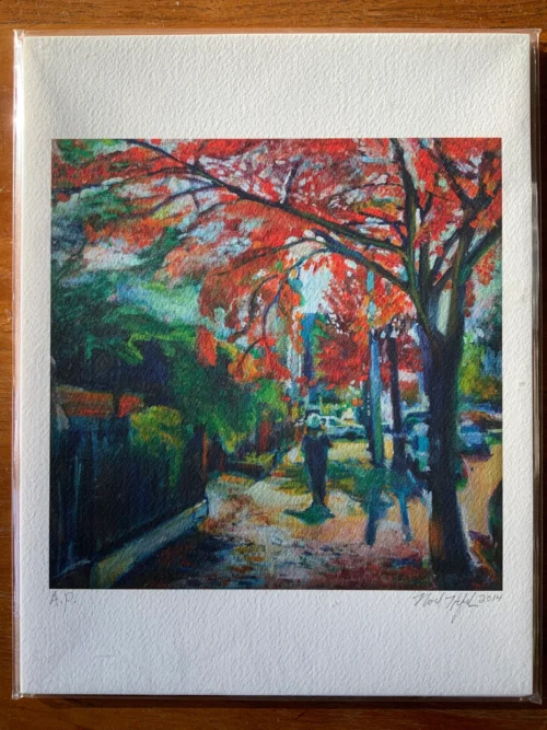 Overview of Bedford Ave giclee print in Prospect Lefferts Gardens on Canson Aquarelle paper