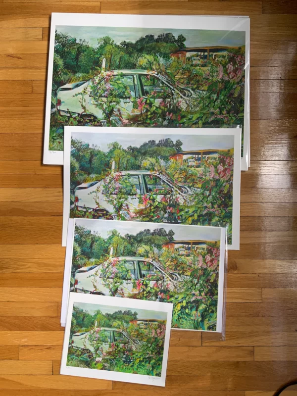 Comparison of giclee print sizes on floor