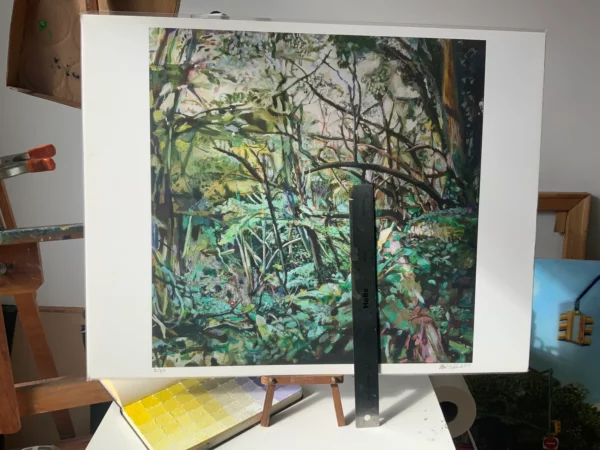 17" x 21" giclee print of "Grove of Trees in Devon, England" with ruler showing scale