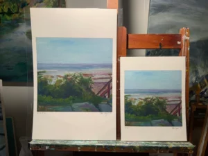 Oil painting of ocean view in Rye New Hampshire by Noel Hefele