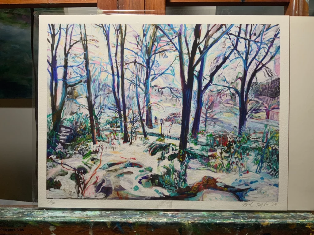 Limited edition gicleé print of winter scene by Noel Hefele