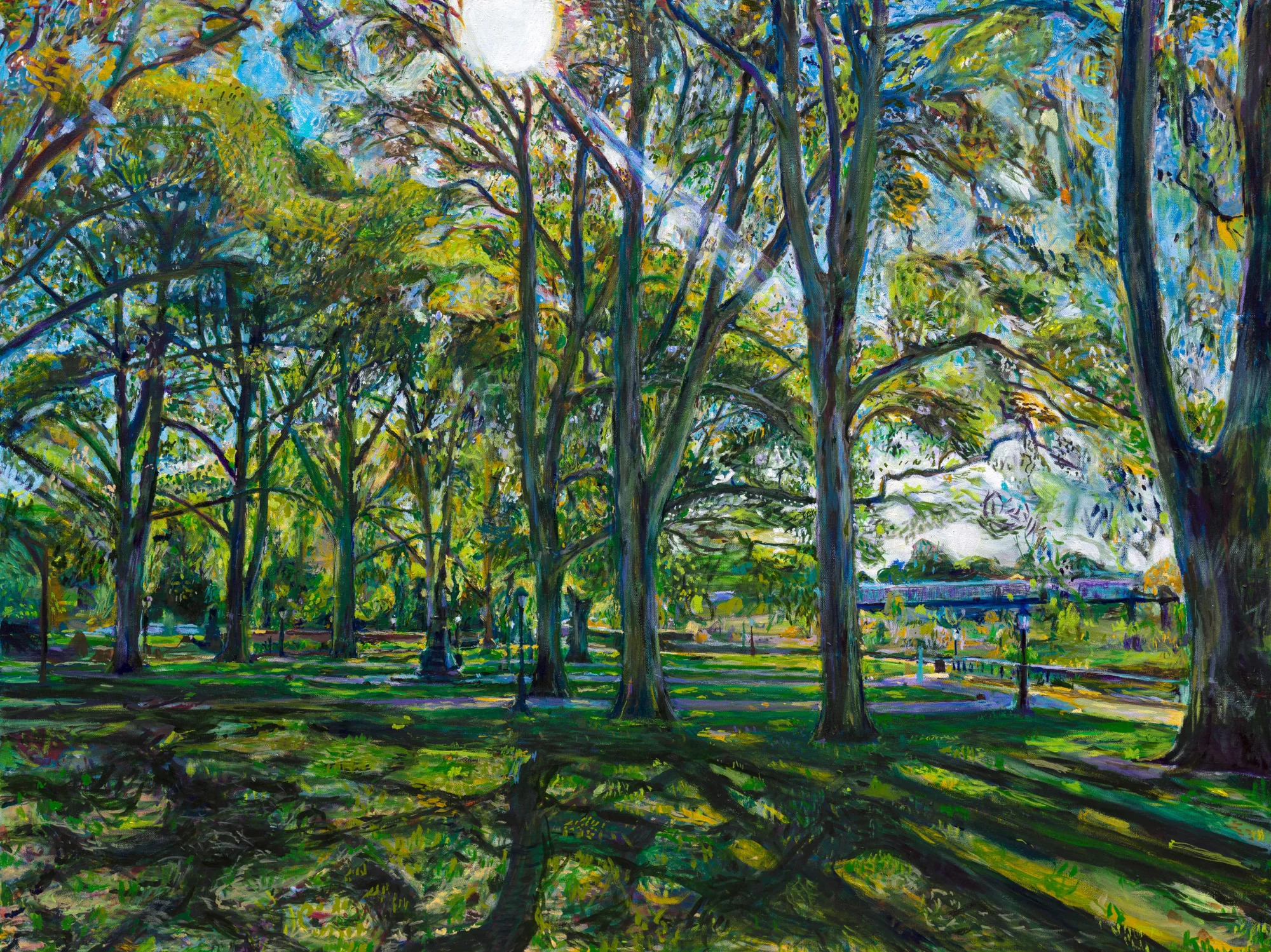 Spirit in the Air – London Plane Grove, Prospect Park, painting by Noel Hefele