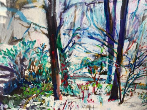 Detail of winter painting by Noel Hefele