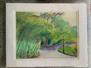 Purple Path to the Arch - Colored Pencil Drawing