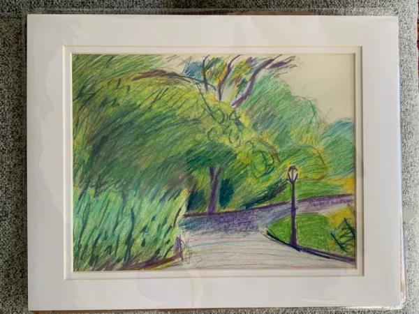 Purple Path to the Arch - Colored Pencil Drawing