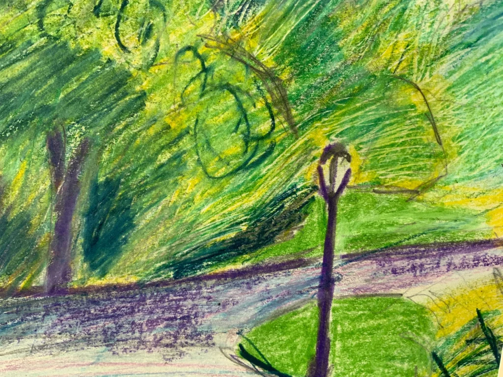 Purple Path to the Arch - Colored Pencil Drawing