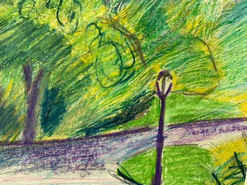 Purple Path to the Arch - Colored Pencil Drawing