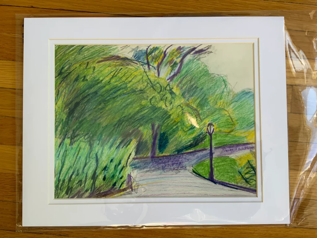 Purple Path to the Arch - Colored Pencil Drawing