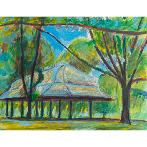 Drawing on Paper of concert pavilion in Prospect Park by Noel Hefele