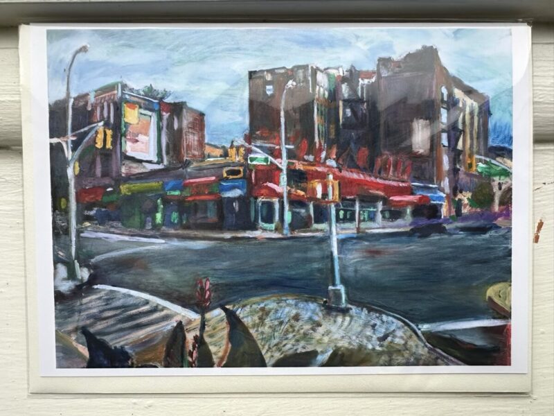Greeting card featuring print of sold oil painting of Parkside and Ocean Avenue in Flatbush, Brooklyn by Noel Hefele
