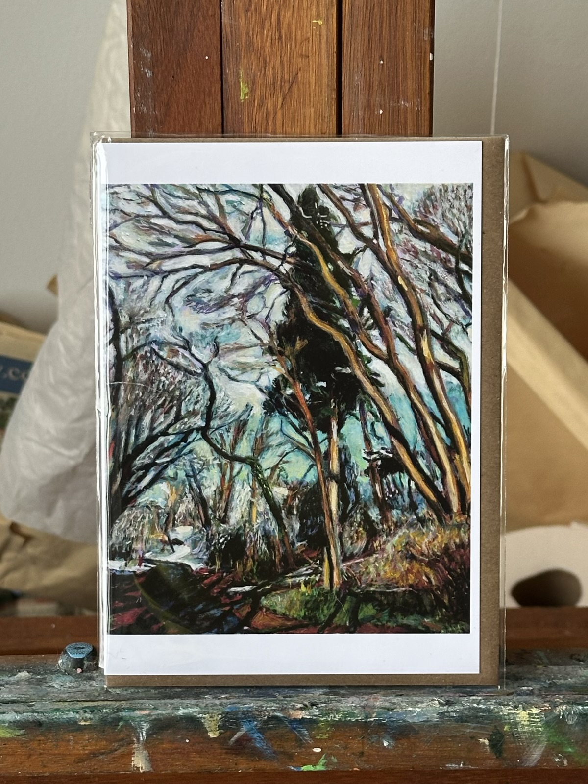 Oil Painting of Early Spring Pathway in Prospect Park with Melted Snow