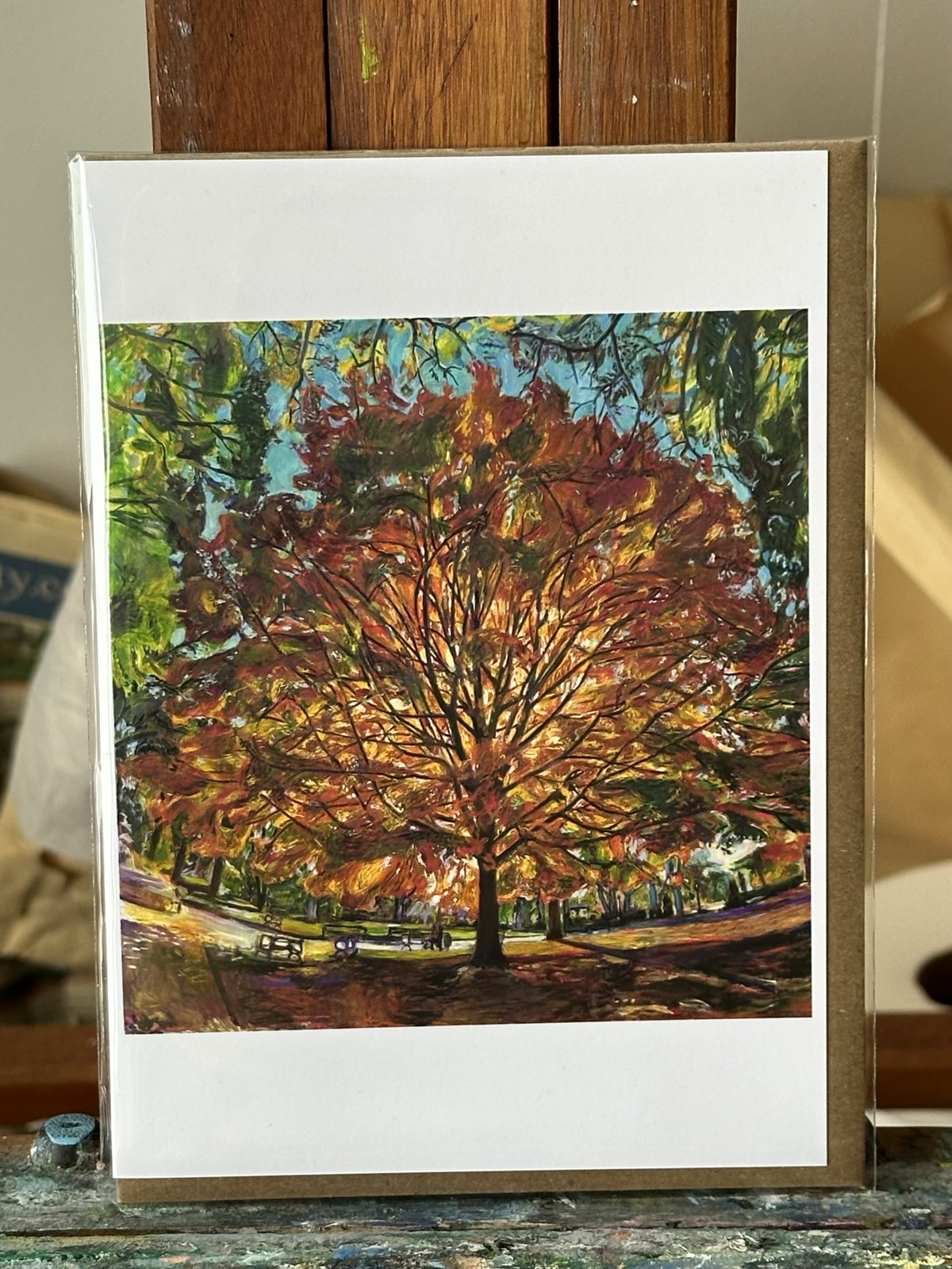 Oil Painting of Magnificent Maple in Fall at Prospect Park