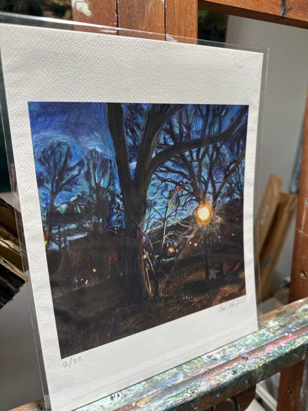 Prospect Park Nighttime Giclee Print with Orange Lights