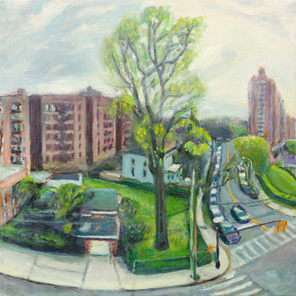 Oil painting out the window in the Bronx by Noel Hefele