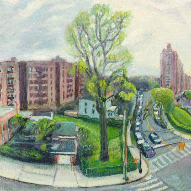 Oil painting out the window in the Bronx by Noel Hefele