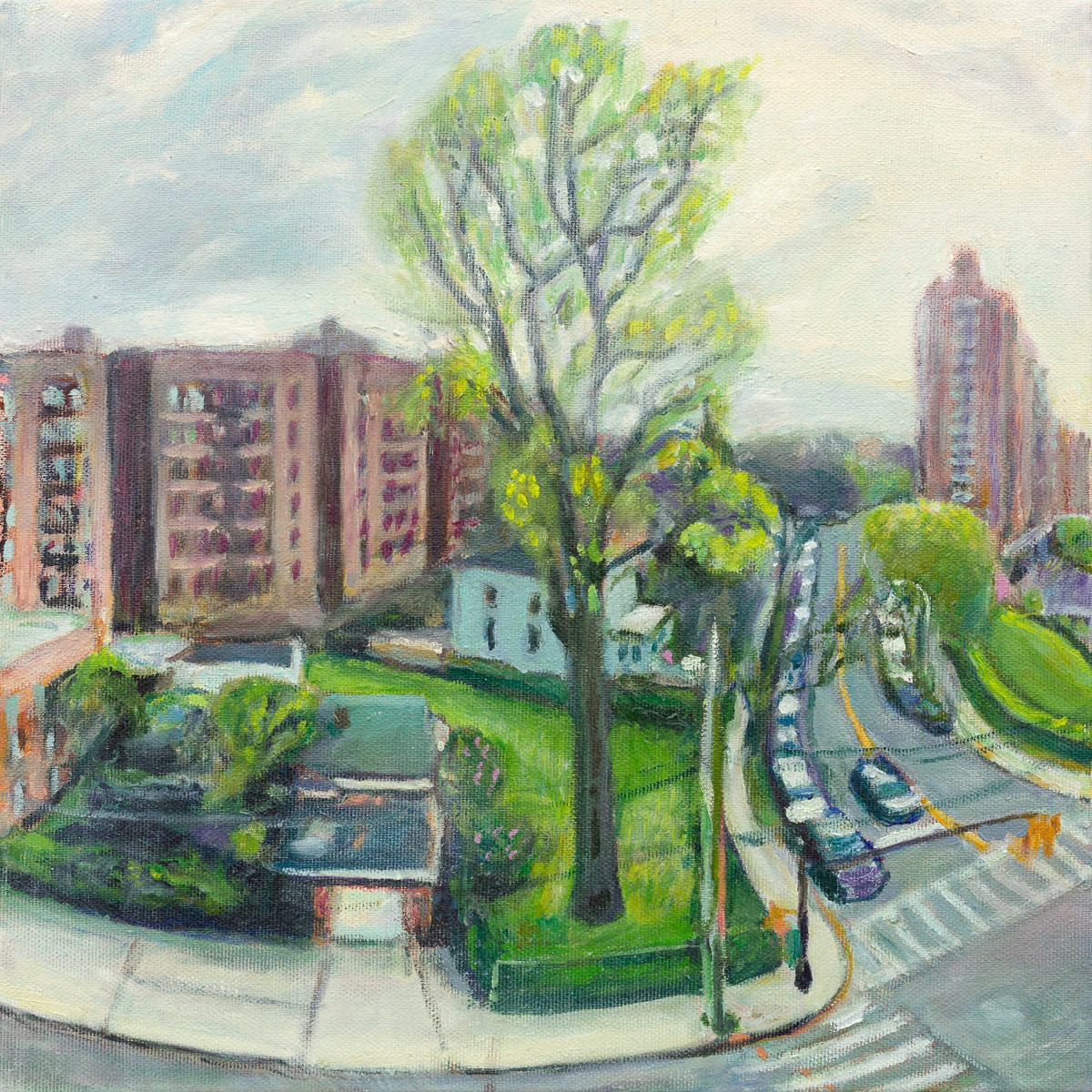 Oil painting out the window in the Bronx by Noel Hefele