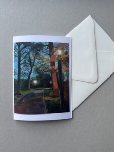 Close-up of Van Cortlandt Park at Dusk greeting card with envelope