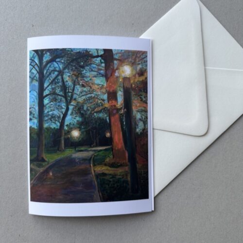 Close-up of Van Cortlandt Park at Dusk greeting card with envelope