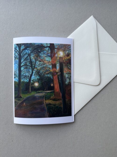 Close-up of Van Cortlandt Park at Dusk greeting card with envelope