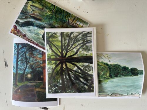 Group shot of various greeting cards including "Architecture of a Puddle"